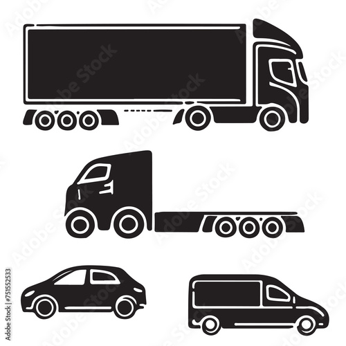 Car Type and Model Objects icons Set . Variants of automobile body silhouette for web