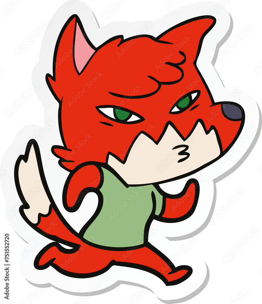 sticker of a clever cartoon fox sticker of a clever cartoon fox