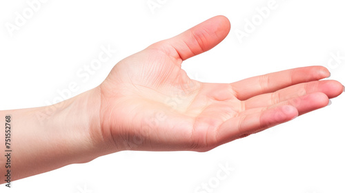 A hand is shown. Isolated on transparent background, PNG