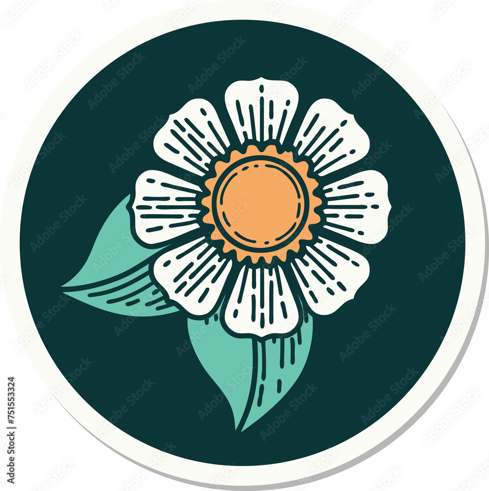 tattoo style sticker of a flower tattoo style sticker of a flower