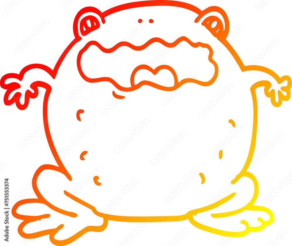 warm gradient line drawing cartoon toad