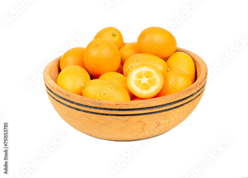 Fruit kumquat in a bowl isolate