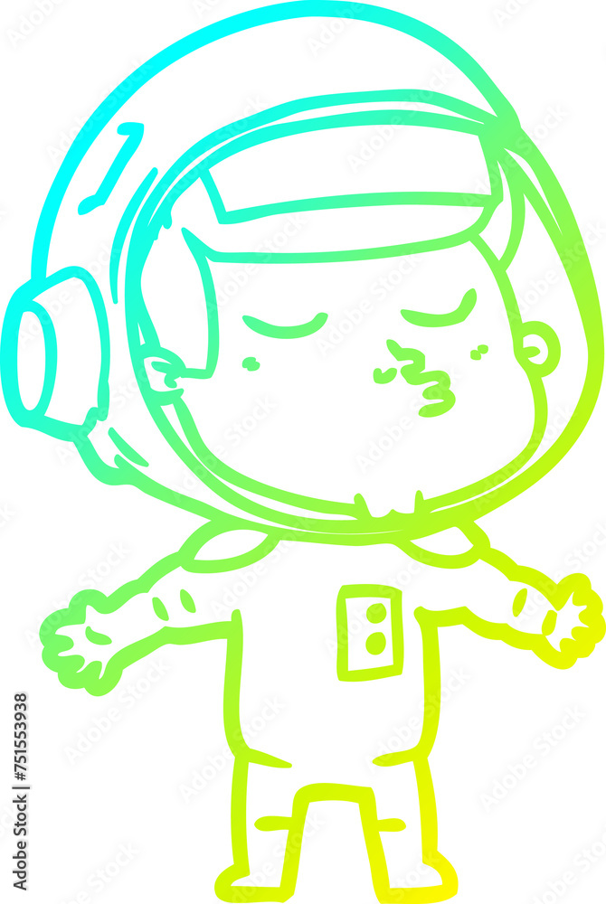 cold gradient line drawing cartoon confident astronaut