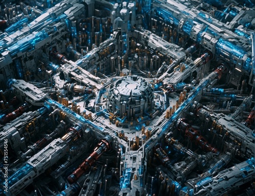コンピューター部品で作られた.仮想空間の都市