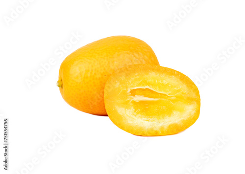 Kumquat fruit with half isolate