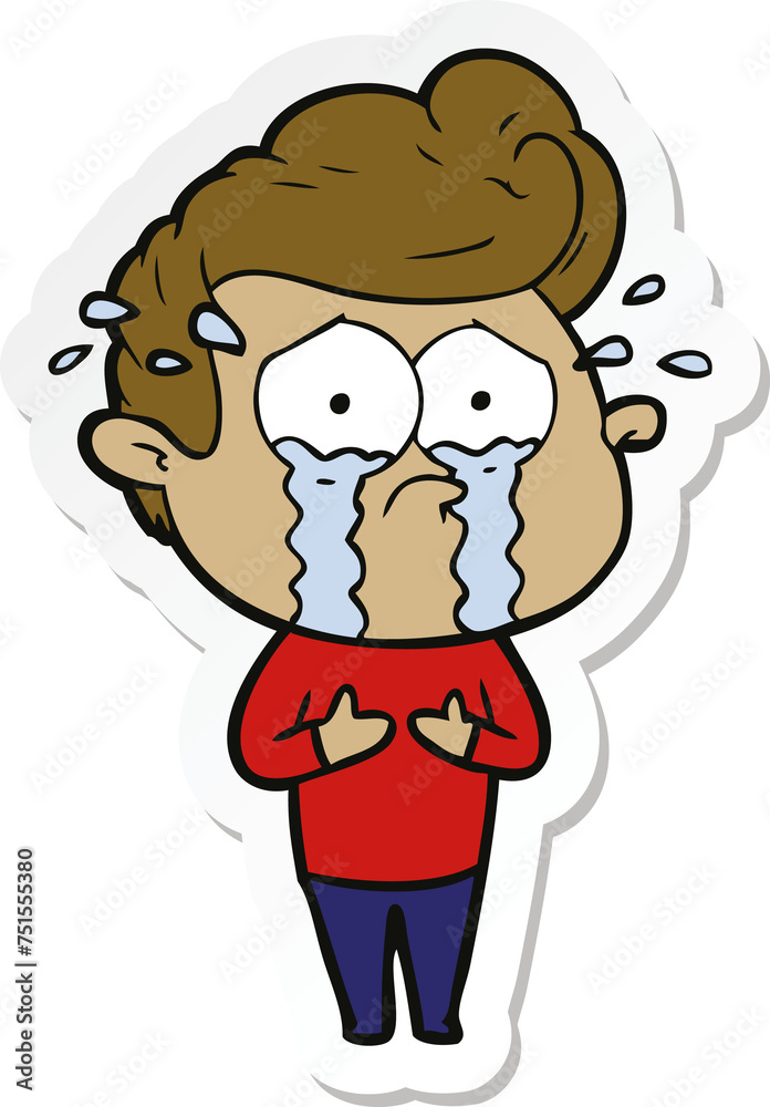 sticker of a cartoon crying man sticker of a cartoon crying man