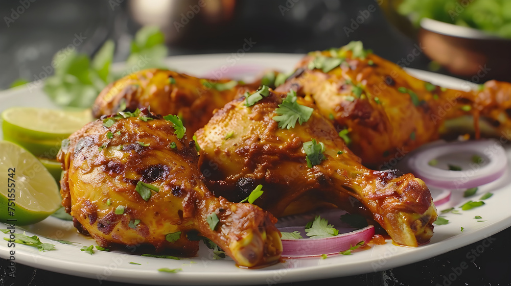 Grilled chicken drumsticks with lime and herbs