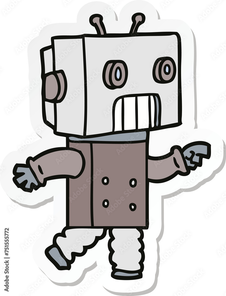 sticker of a cartoon robot sticker of a cartoon robot