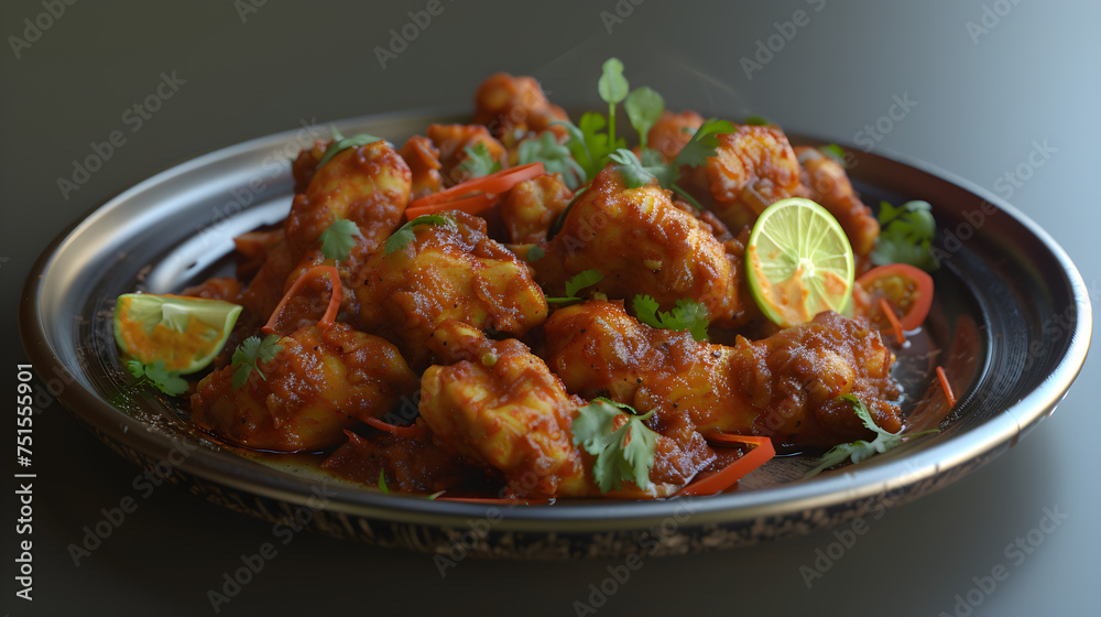 Spicy tandoori chicken with lime and herbs