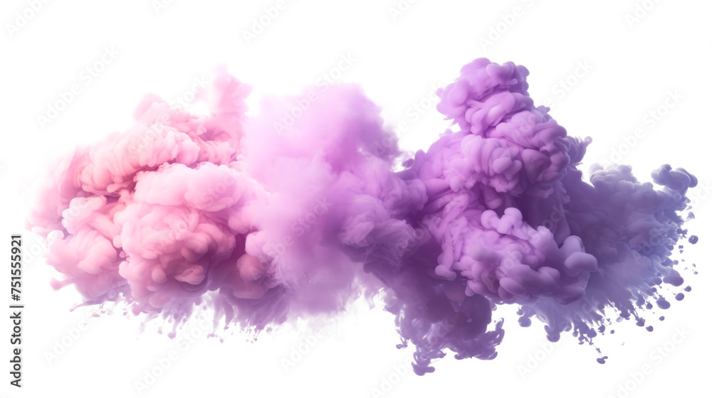 A purple and pink smoke cloud. Isolated on transparent background, PNG