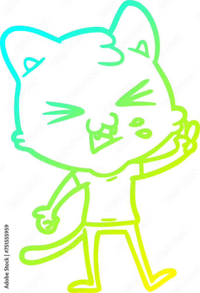cold gradient line drawing cartoon cat hissing cold gradient line drawing cartoon cat hissing