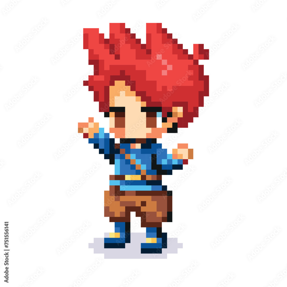 Vector Cute Pixel Art Cartoon Character Boy illustration Isolated Vector Cute Pixel Art Cartoon Character Boy illustration Isolated