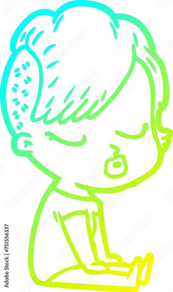 cold gradient line drawing cartoon pretty hipster girl cold gradient line drawing cartoon pretty hipster girl