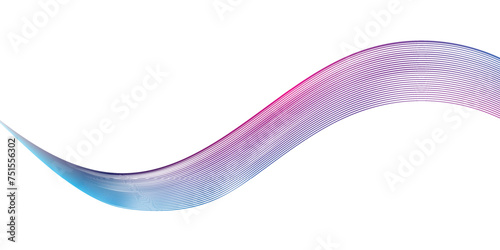 Vector brush stroke colorful curved wave lines isolated on white background for design element