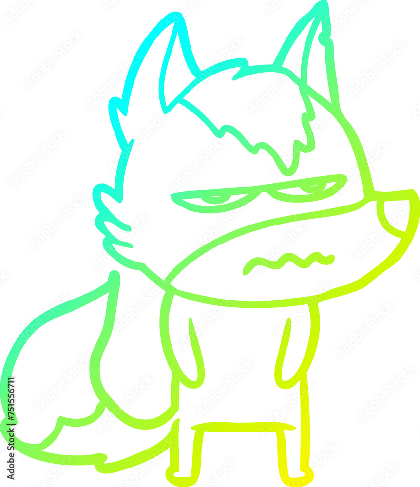 cold gradient line drawing cartoon annoyed wolf cold gradient line drawing cartoon annoyed wolf