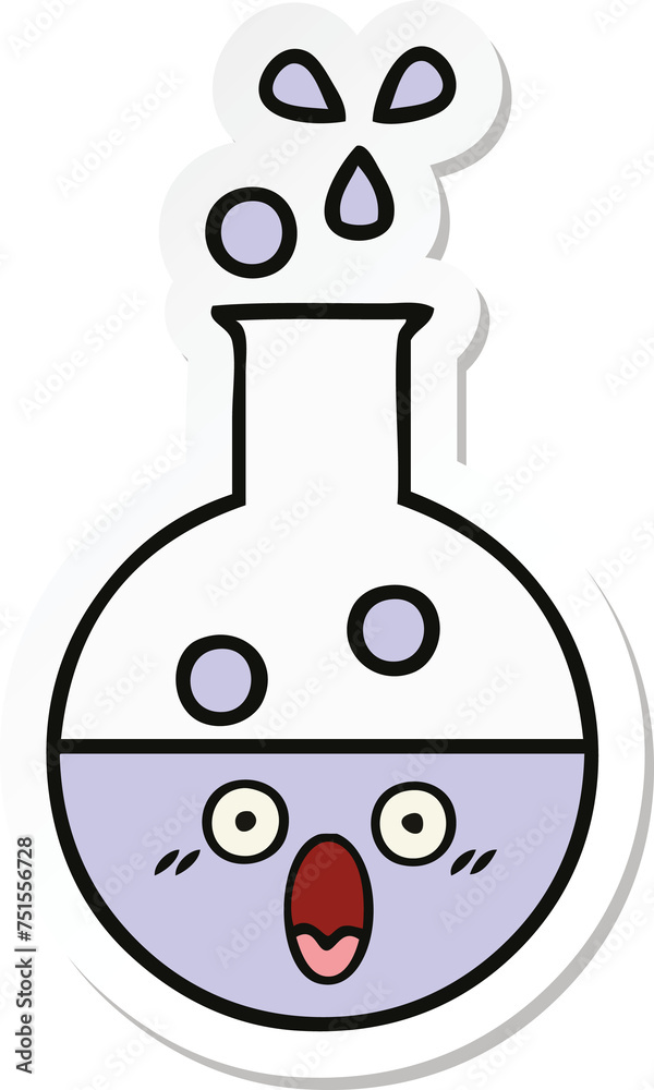 sticker of a cute cartoon test tube sticker of a cute cartoon test tube