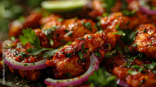 Spicy grilled chicken with fresh herbs and lime