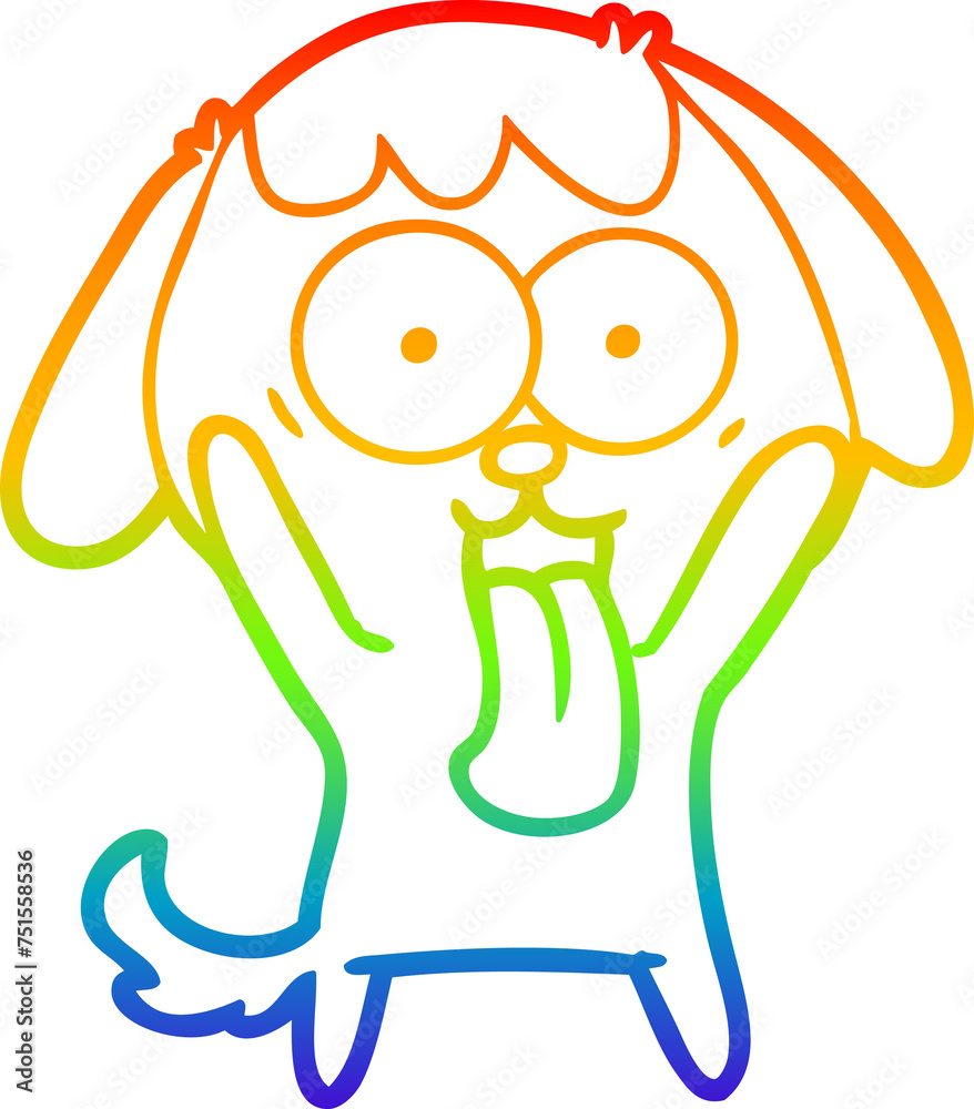 rainbow gradient line drawing cute cartoon dog