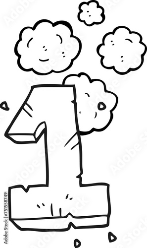 black and white cartoon stone number one