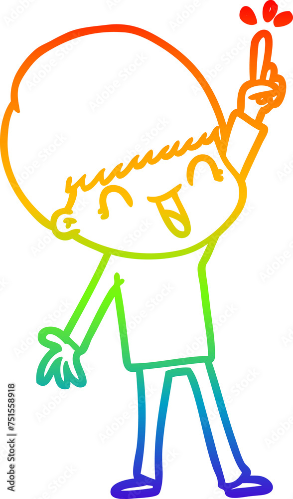 rainbow gradient line drawing happy cartoon boy rainbow gradient line drawing happy cartoon boy