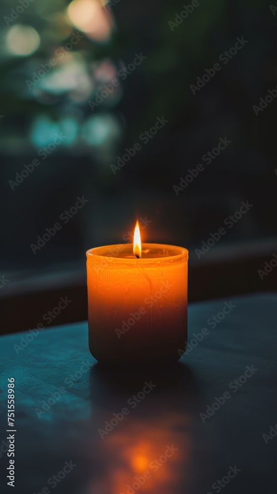 A lone candle burning against a dark background, creating an atmosphere of reflection, suitable for Ramadan night-themed visual storytelling or spiritual content. A lone candle burning against a dark background, creating an atmosphere of reflection, suitable for Ramadan night-themed visual storytelling or spiritual content.