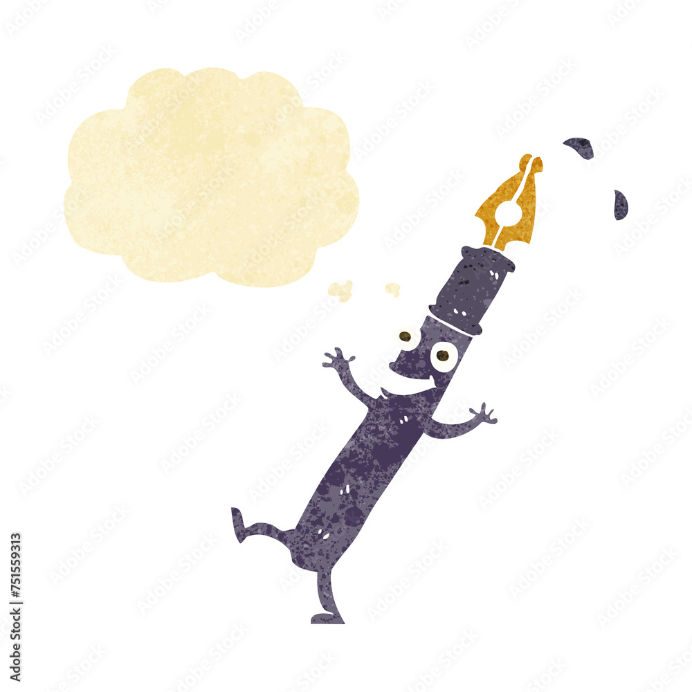cartoon pen character with thought bubble cartoon pen character with thought bubble
