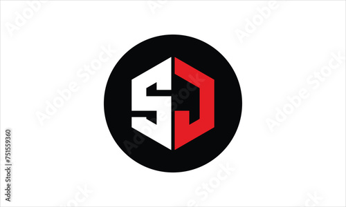 SJ initial letter polygon icon gaming logo design vector template. batman logo, sports logo, monogram, falcon, war game, symbol, playing logo, abstract, fighting, typography, icon, minimal, premier 
