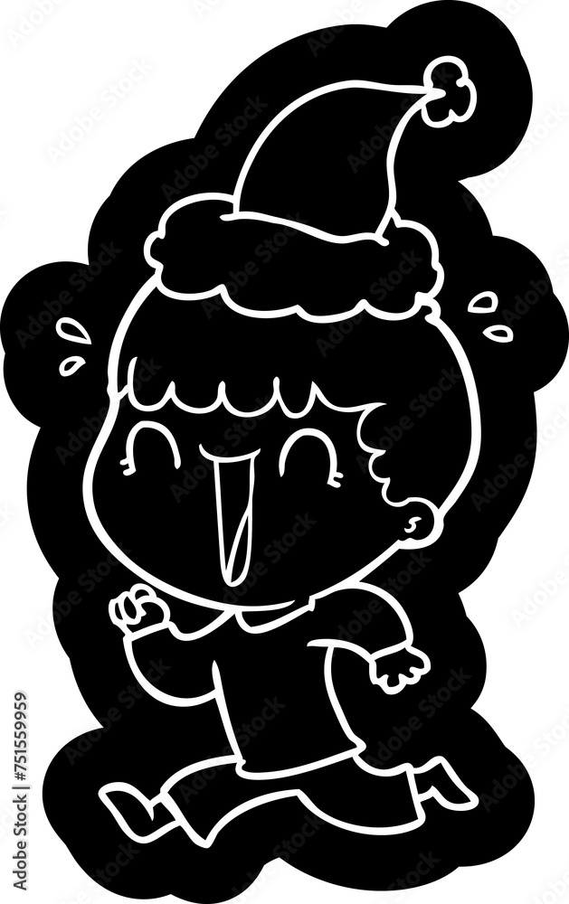 laughing cartoon icon of a man wearing santa hat laughing cartoon icon of a man wearing santa hat