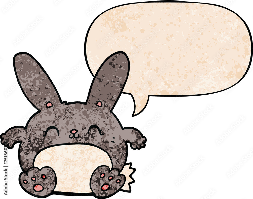 cartoon rabbit and speech bubble in retro texture style cartoon rabbit and speech bubble in retro texture style