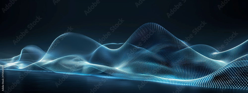 Fototapeta premium A blue wave with a lot of dots in it