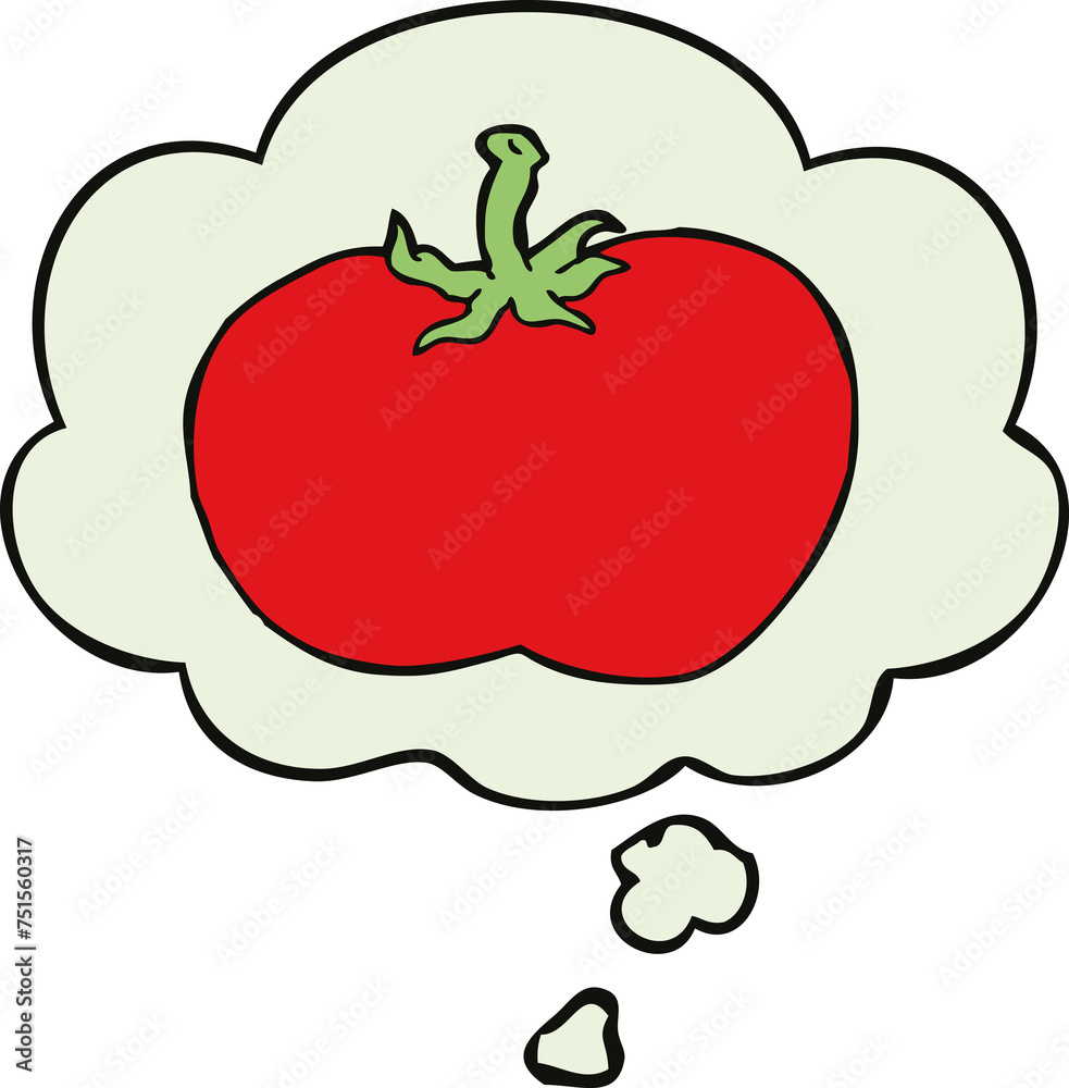 Fototapeta premium cartoon tomato and thought bubble