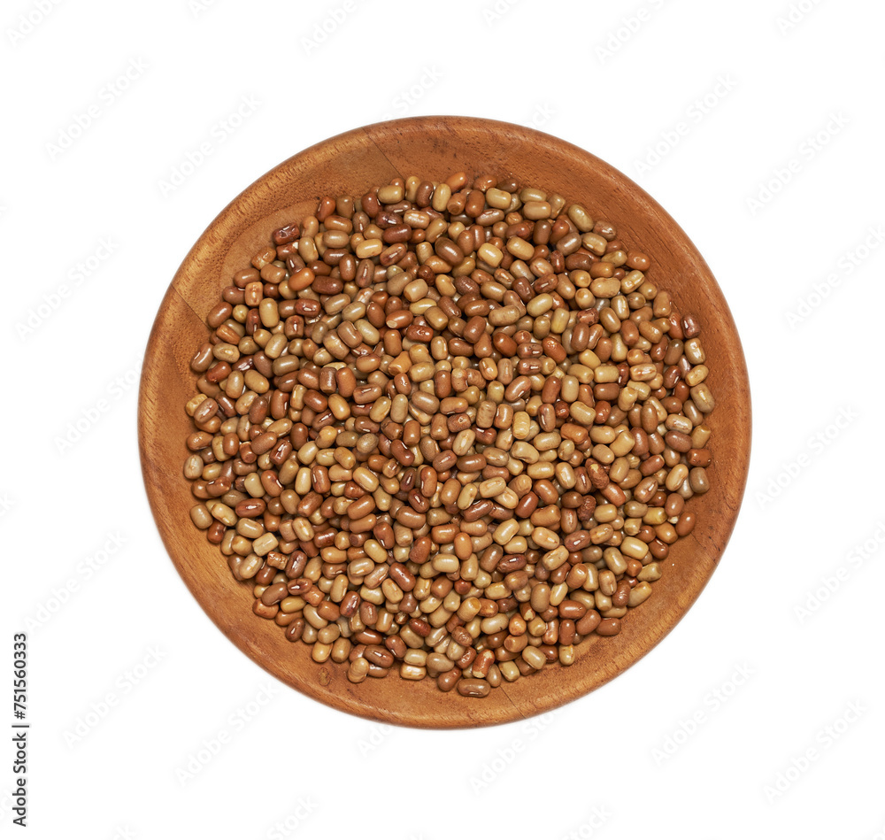 top view flat lay moth bean seed isolated on white background in wood bowl top view flat lay moth bean seed isolated on white background in wood bowl