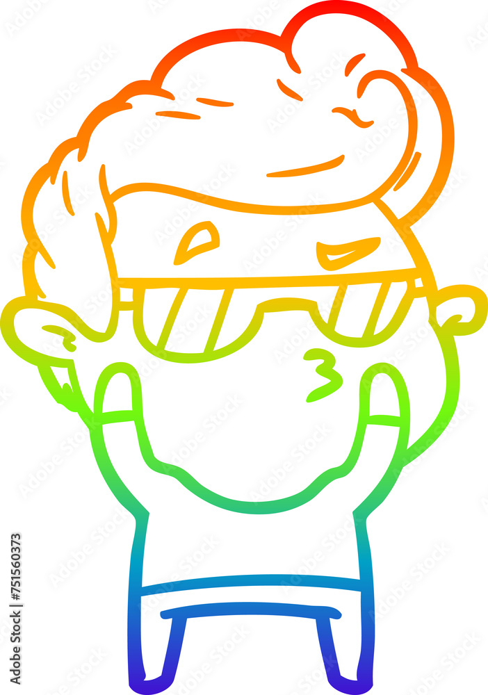 rainbow gradient line drawing cartoon cool guy rainbow gradient line drawing cartoon cool guy