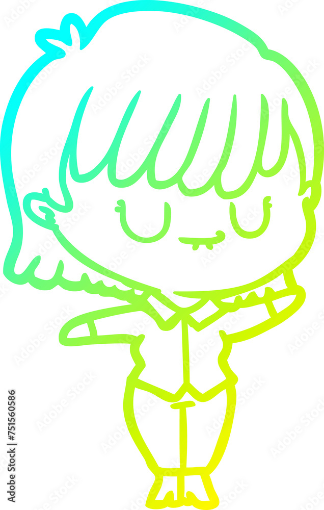 cold gradient line drawing cartoon woman cold gradient line drawing cartoon woman