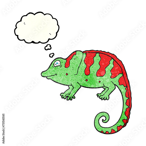 thought bubble textured cartoon chameleon