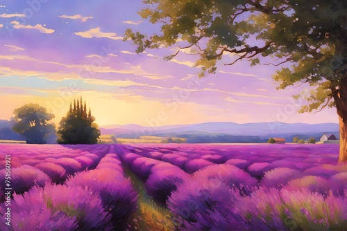 Landscape of Lavender Fields  JPG 300Dpi 10800x7200 