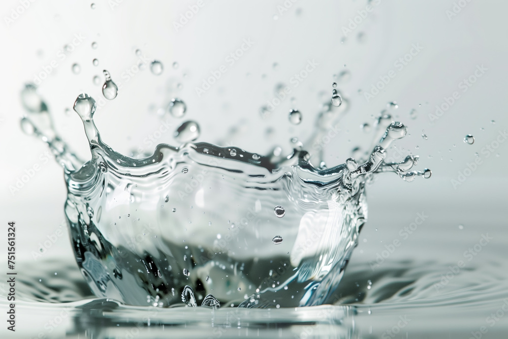 Water splash in spherical form. Spherical water splash on white background.