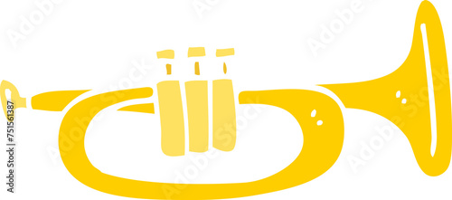 flat color illustration cartoon trumpet