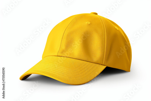yellow baseball cap on white background 