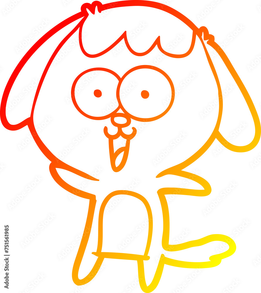 Fototapeta premium warm gradient line drawing cute cartoon dog