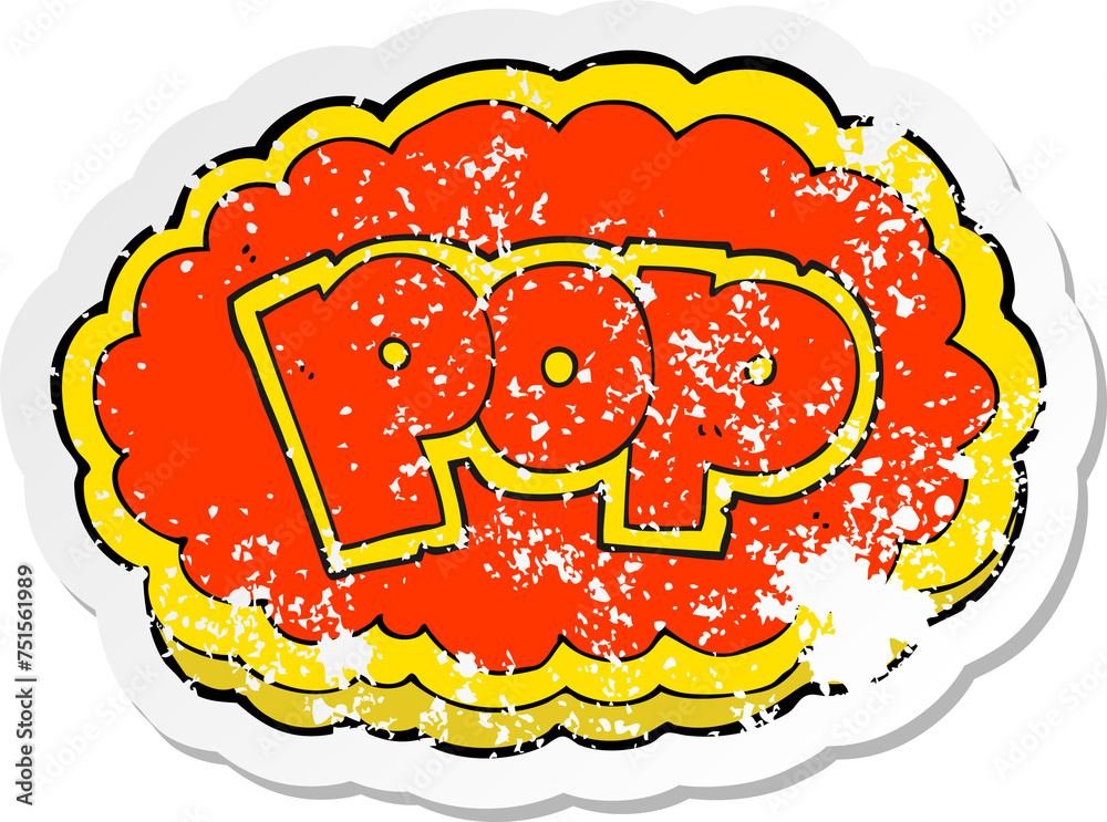 retro distressed sticker of a cartoon POP symbol retro distressed sticker of a cartoon POP symbol