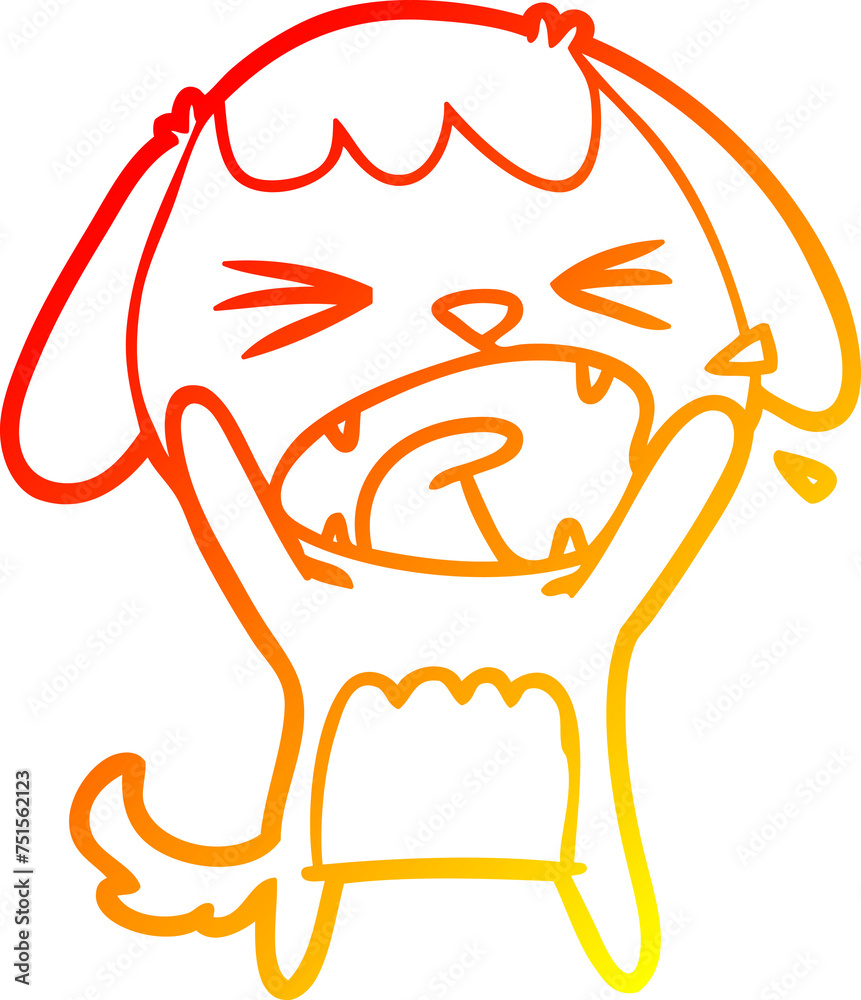 warm gradient line drawing cute cartoon dog barking