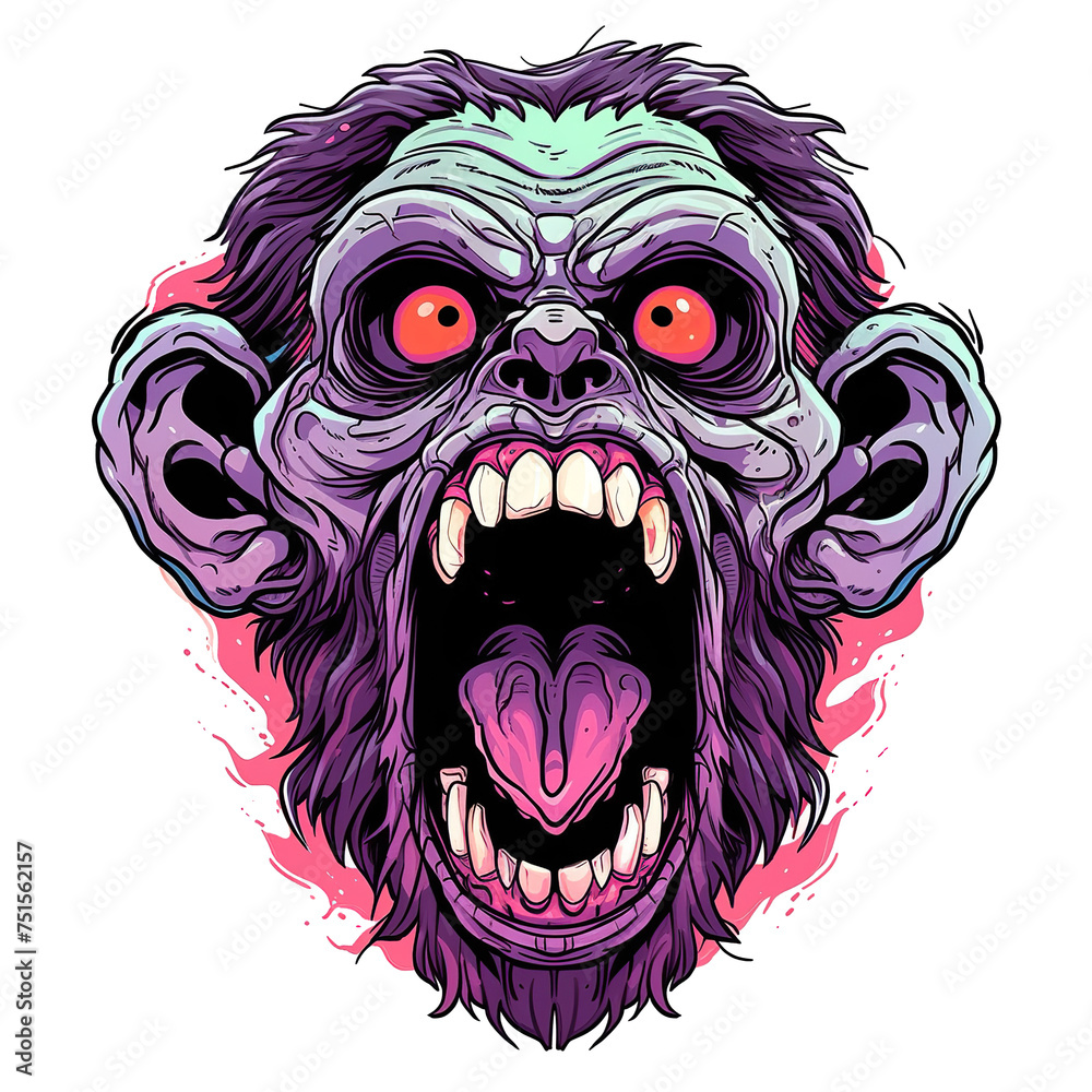 Obraz premium t-shirt design sticker icon logo monkey mask character scary, character