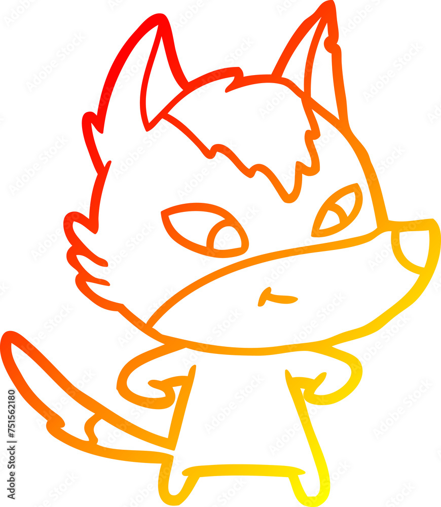 warm gradient line drawing friendly cartoon wolf warm gradient line drawing friendly cartoon wolf