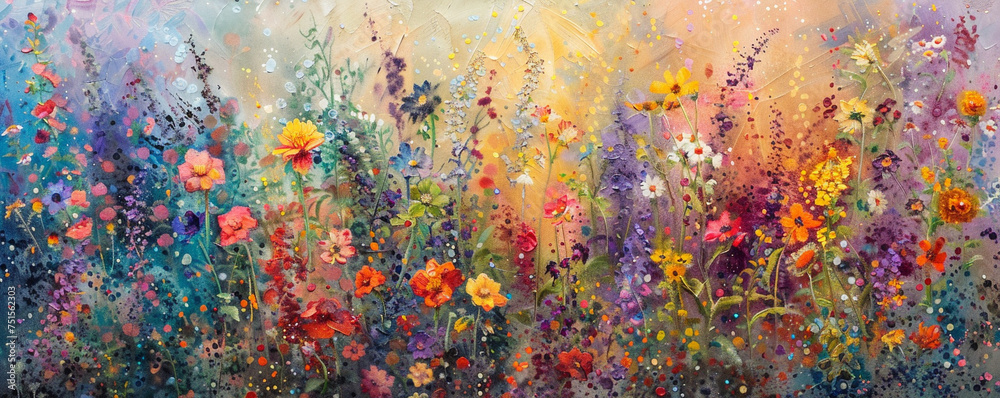 © BritCats Studio - Layers of oil paint reveal a garden where every flower contributes to a grand symphony of colors a stunning tribute to natures palette