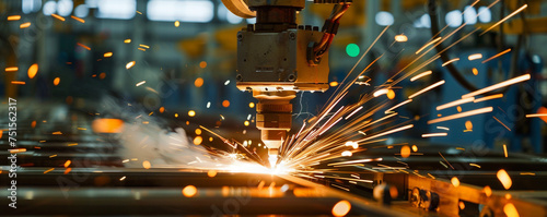 In the heart of the factory a robotic arm performs welding tasks its bright sparks casting light on the evolution of manufacturing technology photo