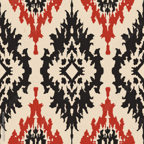 A patterned design with black and red colors