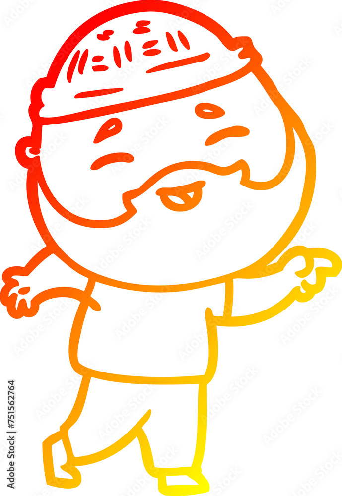 warm gradient line drawing cartoon happy bearded man warm gradient line drawing cartoon happy bearded man