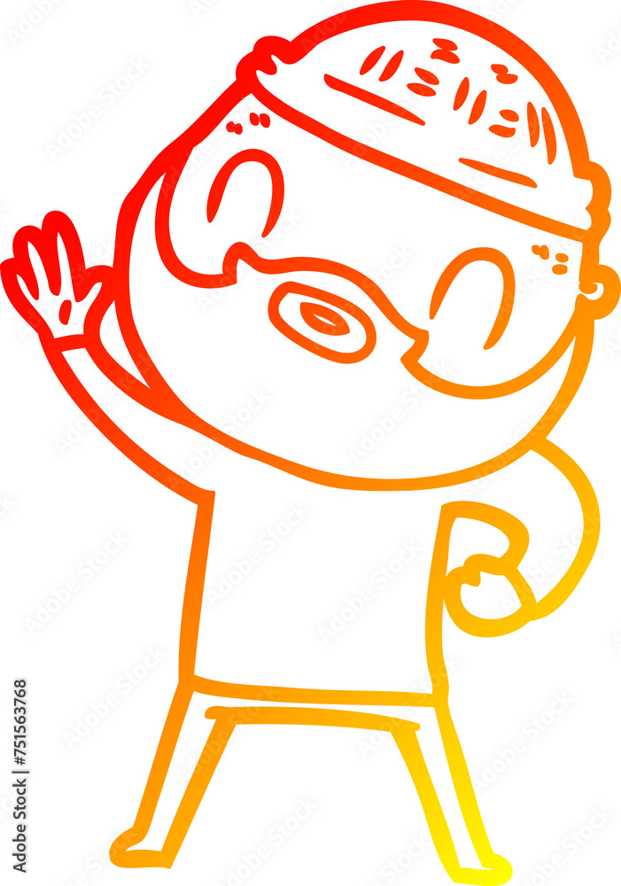 warm gradient line drawing cartoon bearded man warm gradient line drawing cartoon bearded man