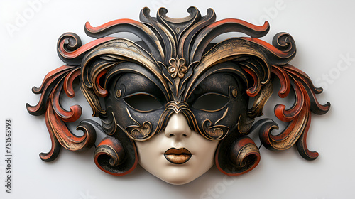 Opera carnival mask on white background. generative ai